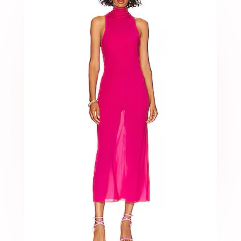 l’academie sheer turtleneck slip dress